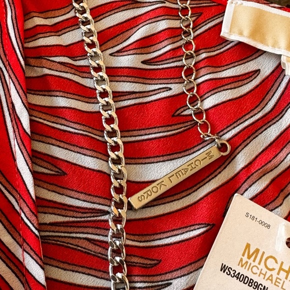 Michael Kors pink Zebra Print Chain trim blouse NWT 3X - Picture 10 of 12